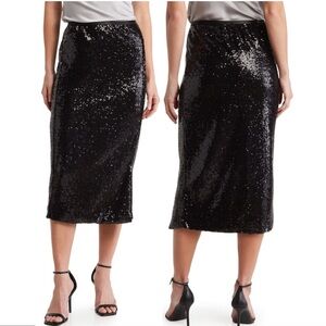 [jaclyn smith] sequin side slit midi skirt black S